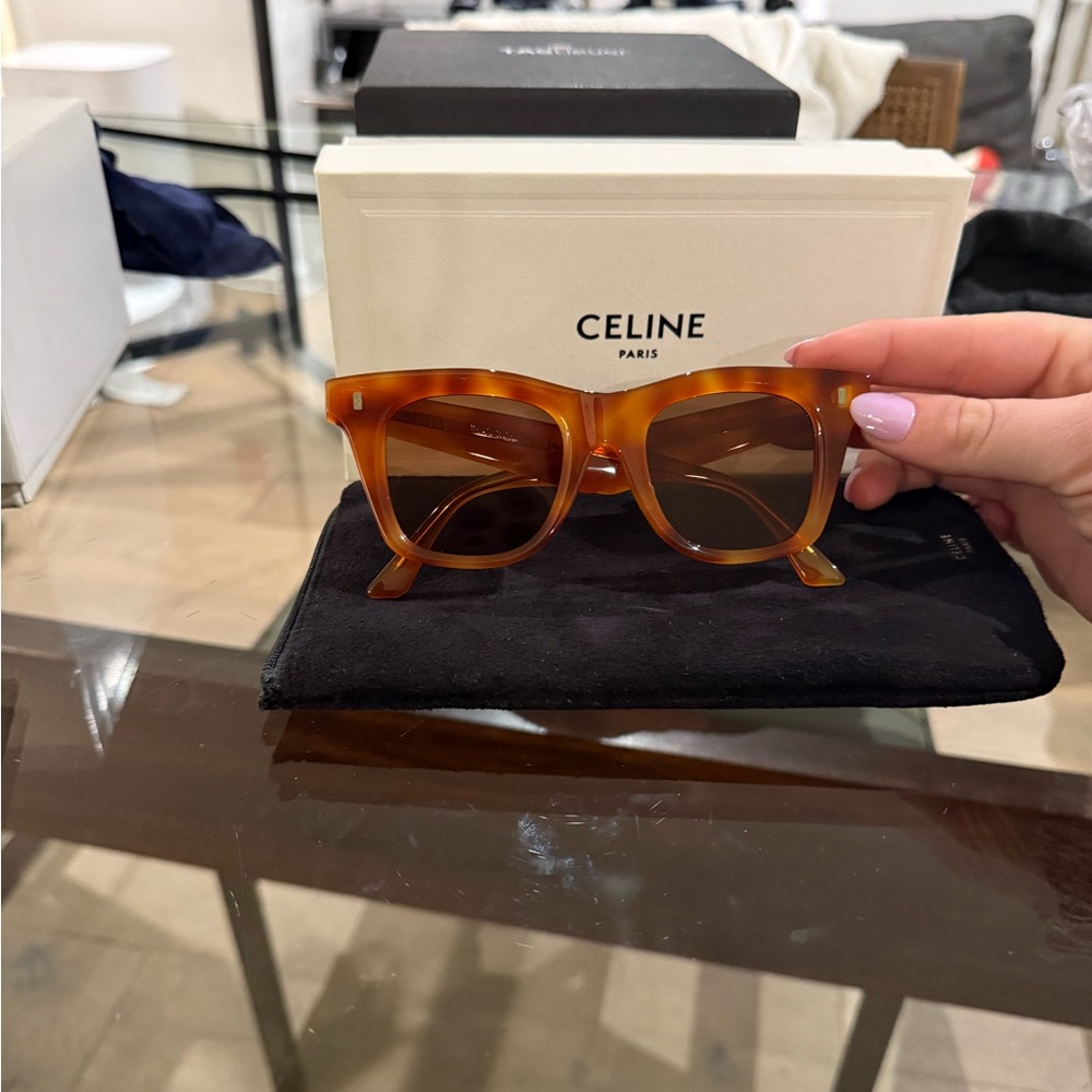 Celine CL40057F Square Sunglasses - Havana